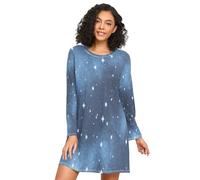 HMZXZ Camicia da notte da donna, a maniche lunghe, con stelle galassie e stelle, camicia da notte da notte, abbigliamento da casa, colore: blu, Multi, XL