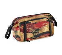 HMZXZ Grande astuccio per ragazze e ragazzi, rosso, nero, oro, con piante, per articoli scolastici, cancelleria per ufficio, astuccio per matite, arte giapponese cinese per adulti e donne