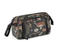 HMZXZ Grande astuccio per ragazze e ragazzi, vintage, con funghi magici, per la scuola, cancelleria per ufficio, astuccio per matite e matite, motivo foresta con foglie, per adulti e donne