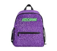 HMZXZ Mini zaino per bambini personalizzato per ragazze ragazzi glitter viola personalizzato per bambini Marmorizzazione scuola zaino con nome/testo del bambino, Multi