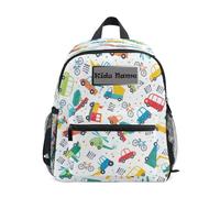 HMZXZ Mini zaino personalizzato per bambini per ragazze ragazzi carino trasporto auto personalizzato per bambini zaini colorati auto autobus borsa scuola con nome/testo del bambino, Multi