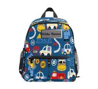 HMZXZ Mini zaino personalizzato per bambini per ragazze ragazzi cartoni animati auto zaini per bambini personalizzati zaini colorati auto autobus scuola con nome/testo per bambini, Multi