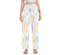 HMZXZ Pantaloni da pigiama da donna con forme astratte per le donne a gamba larga pantaloni loungewear forme morbide semplici, Multi, XL
