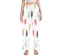 HMZXZ Pantaloni da pigiama da donna con motivo uova di Pasqua con texture floreale per le donne a gamba larga pantaloni loungewear a pois, Multi, L