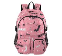 HMZXZ Pink Bats Stars Zaino da viaggio per computer portatile borsa robusta borsa scuola Halloween College Bookbag 35,5 cm