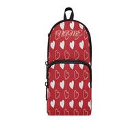 HMZXZ Set di astucci personalizzati con cuori rossi, astuccio per ragazze, ragazzi e bambini, astuccio personalizzato per San Valentino, cancelleria e cancelleria per la scuola