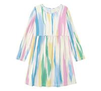HMZXZ Vestito da ragazza a righe astratte a maniche lunghe abito traspirante per vacanze scolastiche abbigliamento casual modelli pittura ad acquerello, Multi, 5-6 Anni
