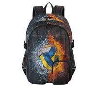 HMZXZ Zaino da viaggio per computer portatile con disegno di pallavolo, acqua, fuoco, borsa robusta per scuola, pallavolo, università, 35,5 cm
