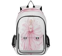 HMZXZ Zaino per la scuola con ballerina rosa, zaino leggero per computer portatile, zaino da viaggio per studenti, ballerina con strisce riflettenti, Multi