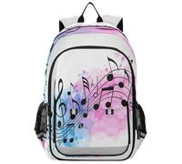 HMZXZ Zaino per la scuola con note musicali astratte zaino leggero per laptop zaino da viaggio per studenti zaino musicale con strisce riflettenti, Multi