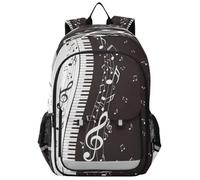 HMZXZ Zaino per la scuola con note musicali retrò zaino leggero per laptop zaino da viaggio per studenti zaino musicale con strisce riflettenti, Multi