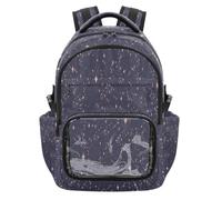 HMZXZ Zaino per la scuola per bambini con tasca frontale in PVC trasparente, porta bottiglia d'acqua e scomparto per computer portatile, zaino da viaggio per ragazzi con cielo cosmico magico