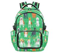 HMZXZ Zaino per la scuola per bambini verde con tasca frontale in PVC trasparente porta bottiglia d'acqua e scomparto per computer portatile, zaino da viaggio per adolescenti, cuccioli, cani