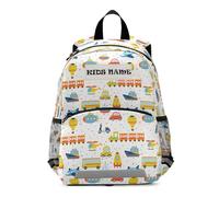 HMZXZ Zaino Personalizzato per Bambini con Nome, Trattori Cartoon Farming Bookbag per Ragazzi e Ragazze 3-6 Anni, Colorato Auto Asilo Prescolare