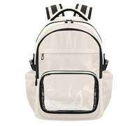 HMZXZ Zaino scolastico per bambini con tasca frontale in PVC trasparente, porta bottiglia d'acqua e scomparto per computer portatile, zaino da viaggio per adolescenti, colore beige anormale