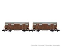 ARNOLD HN6574 Scala N Set di 2 carri chiusi a 2 assi Gs FS livrea marrone ep. IV