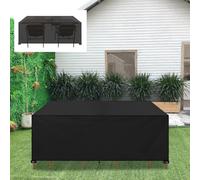 HNBFKD Coperture per Mobili da Giardino 275x275x75cm/LxWxH Telo Copri Tavoli da Terrazza per Tavolo e Sedie da Giardino, Impermeabile, Antivento, Anti-UV, Tessuto Oxford 420D Rettangolare Nero