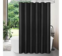 HNBFKD Fodera per tenda da doccia in tessuto nero, tenda da doccia semplice per bagno moderno, tela cerata e lavabile in lavatrice, ganci in plastica 59x79in(WxH)/150x200cm