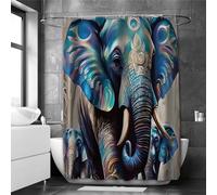HNBFKD Tenda da bagno con elefante, lettere da bagno, tenda da doccia, impermeabile, con ganci, pesci, decorazioni per la casa, tende per vasca da bagno 75x190cm/30x75in(WxH)