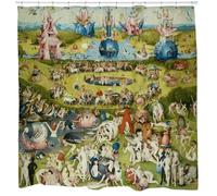 HNBFKD Tenda da doccia artistica, arte surrealista, decorazione d'arte famosa, decorazione medievale, giardino, tenda da bagno d'arte classica circense con ganci 51x75in(WxH)/130x190cm