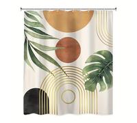 HNBFKD Tenda da doccia Boho Chic Mid Century con foglie di palma tropicali astratte, ganci in plastica per bagno geometrici minimalisti inclusi 90x200cm/35x79in(WxH)