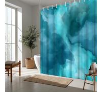 HNBFKD Tenda da doccia extra lunga - Arredamento moderno per il bagno in stile fattoria con cielo acquerello turchese e grigio - Tenda da bagno in tessuto 80x180cm/(WxH)