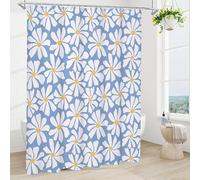 HNBFKD Tenda da doccia floreale con margherita blu, tenda da doccia primaverile Boho, per bagno femminile, moderno, minimalista, bianco, impermeabile 182x182cm/(WxH)
