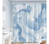 HNBFKD Tenda da doccia moderna minimalista con motivi marmorizzati blu, bianco e grigio - Decorazione per bagno contemporanea con 12 ganci 178x178cm/(WxH)