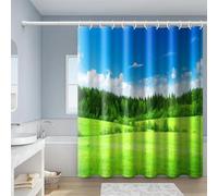 HNBFKD Tende da doccia con paesaggi di montagna Tenda da bagno con loto prateria Tenda da bagno in poliestere impermeabile Frabic con ganci 280x200cm/110x79in(WxH)