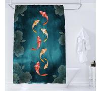 HNBFKD Tende da doccia con pesci e fiori in stile cinese Tenda da bagno impermeabile Tessuto stampato con tenda da doccia decorativa con ganci 140x200cm/55x79in(WxH)