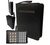 HNBTX Portamonete Collezione,Album per Monete da Collezione, Album Monete da Collezione Euro,20 Pagine (360 Scomparti 3cm-4cm) con Zip