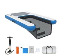 HNBYLMM Rampa d'Acqua Gonfiabile per Cani, rampa per Piscina per Cani per moli e Laghi, Rampa Gonfiabile per Barca per Cani con gradini Antiscivolo, per Cani Fino a 60 kg,Blue-120X90X10cm