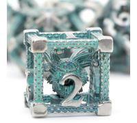HNCCESG 7 Pezzi Dadi Metallo D&D Dadi Poliedrici Dragon Eye D20 D12 D10 D% D8 D6 D4 Set (Blu argento antico)