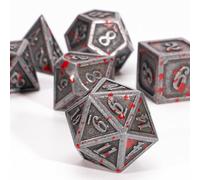 HNCCESG Dadi D & D in metallo per Dungeons and Dragons D20 per giochi da tavolo, RPG, MTG, Shadowrun Pathfinder (Sangue argentato)