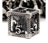 HNCCESG DND, dadi da gioco in metallo, dungeons e dragon, set di dadi in 3D, D&D, per Pathfinder MTG RPG DND Dice Set W20 W12 W10 W8 W6 W4 (argento 3D)