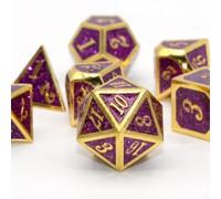 HNCCESG Set di dadi in metallo per D&D, poliedrici DND per giochi di ruolo Dungeons and Dragons, Pathfinder RPG, MTG, giochi da tavolo, Shadowrun Warhammer, 7 pezzi, D20, D12, D10, D8, D6, D4 (viola