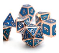 HNCCESG - Set di dadi in metallo poliedrici Dungeons and Dragons, set di dadi poliedrici per giochi di ruolo MTG RPG da tavolo Shadowrun Pathfinder giochi da tavolo D20 D12 D10 D8 D6 D4 (blu rame)