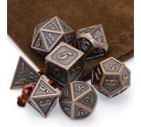 HNCCESG - Set di dadi in metallo, poliedrici, per giochi di ruolo da tavolo MTG, Shadowrun Pathfinder, 7 pezzi, D20, D12, D10, D8, D6, D4 (rame anticato)
