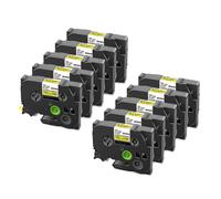 HndkCsunY Confezione da 10 etichette S631 nere su gialle compatibili con etichette adesive acriliche extra aderenza S631 da 12 mm per etichettatrice(12mm)