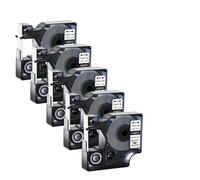 HndkCsunY Guaina termorestringente nero su bianco 12 mm x 5200 m 5 pezzi compatibile con etichetta Bal 371.5 Bal 375000 Prquinze A18055