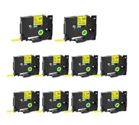 HndkCsunY Nastro per etichette laminato ID flessibile 10 pezzi FX231 FX241 FX251 Fx631 compatibile con l'etichettatrice TZE(Black on Yellow)