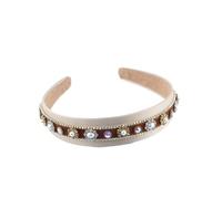 Hndudnff Fascia per capelli da donna, stretta, con strass, vintage, per matrimoni, feste, cene, 4