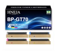HNEJA Cartuccia Toner BP-GT70, Cartucce Toner Compatibili BP-GT70-BA BP-GT70-CA BP-GT70-MA BP-GT70-YA per Sharp BP-50C26 BP-50C31 BP-50C36 BP-50C45 BP-50C55 BP-50C65 Stampante,4 Colors-1 Pack