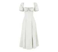 HNFYSMQL Milk Maid Dress for Women, Milkmaid Dress Women, Summer Puff Sleeve Floral Split Maxi Dress Boho Casual Beach Dress (#12,L)
