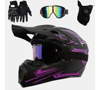 HNGKGJBL Casco da Motocross per Bambini con Occhiali, Guanti E Maschera per Ragazzi E Ragazze dagli 8 Ai 18 Anni, Casco ATV, Motocross E Fuoristrada Omologato DOT(DD,XL(59-60CM))