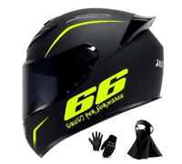 HNGKGJBL Casco Integrale da Moto Omologato DOT, Casco da Corsa/Strada per Adulti con Maschera E Guanti(TT,3XL(63-64cm))