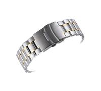 HNGM Cinturini per orologio da uomo Acciaio inossidabile 18mm 20mm 22mm Curved End Watchband da uomo Donne in metallo solido doppio serratura cinturino Cinturini da uomo (Band Color : Silver gold)