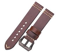 HNGM Cinturino Orologio 20mm 22mm 24mm cinturino in pelle cinturino nero marrone blu giallo signore uomini accessori per uomo (Band Color : Brown Black Buckle)