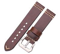 HNGM Cinturino Orologio 20mm 22mm 24mm cinturino in pelle cinturino nero marrone blu giallo signore uomini accessori per uomo (Band Color : Brown Silver Buckle)