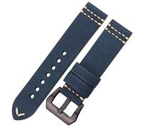 HNGM Cinturino Orologio 20mm 22mm 24mm cinturino in pelle cinturino nero marrone blu giallo signore uomini accessori per uomo (Band Color : Blue Black Buckle)